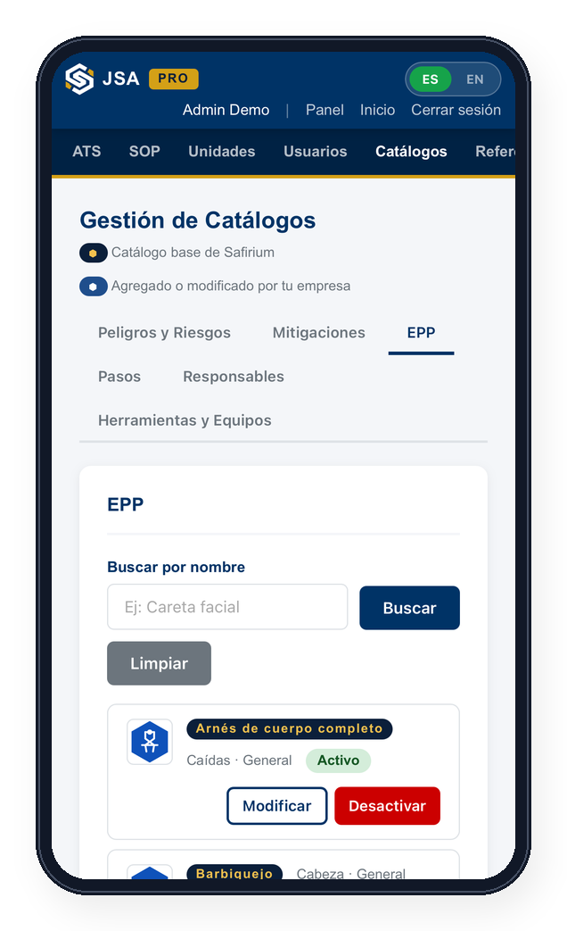 JSA Pro: gestión de catálogos con el sello del catálogo base de Safirium